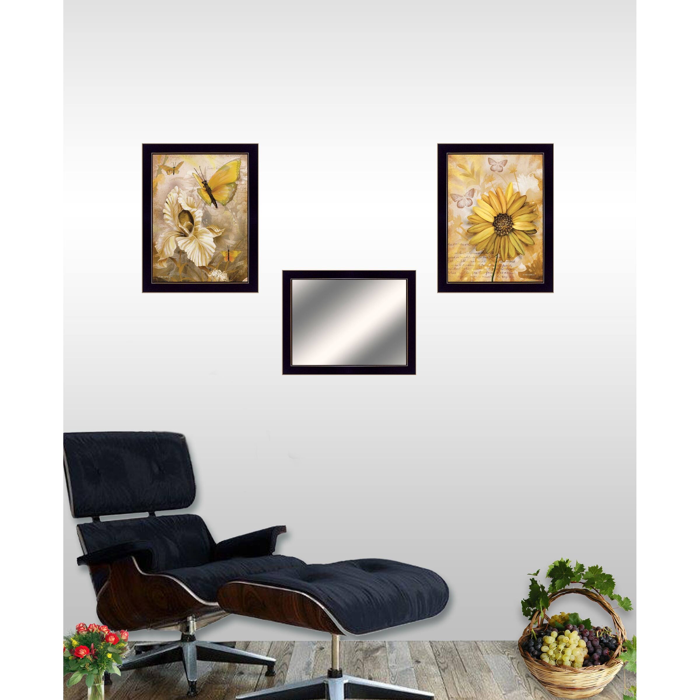TrendyDecor4U Contemporary "Butterflies" Framed Print Wall Art by Ed Wargo Brown Bed Bath